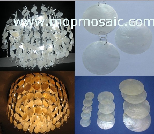 White capiz shell circles/shell chandelier accessory