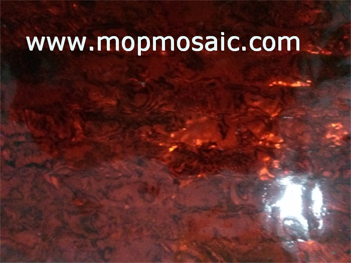 Dyed red color paua shell veneer